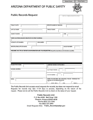 Arizona Public Records Request Form