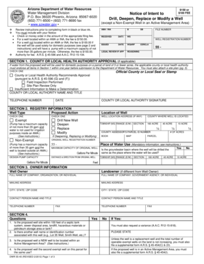 Arizona Notice of Intent to Drill Well