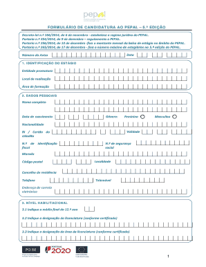 FORMULÁRIO DE CANDIDATURA AO PEPAL