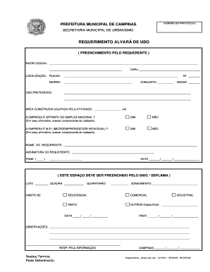 Requerimento Alvará de Uso