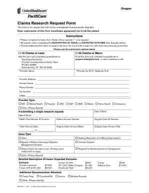 Oregon Claims Research Request Form