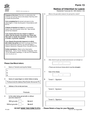 Queensland Notice of Intention to Leave