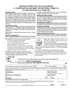 2010 Colorado C Corporation Income Tax Return