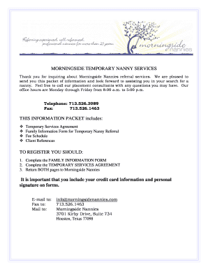 Temporary Nanny Services Agreement