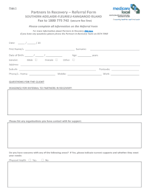 Partners In Recovery Referral Form