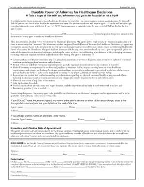 Durable Power of Attorney for Healthcare Decisions