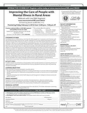 Neuroscience CME Webcast Registration Form