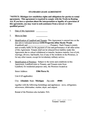 Michigan Residential Lease Agreement
