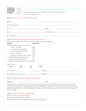 American Pain Society Membership Auto-Renewal Form