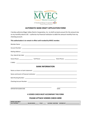 Automatic Bank Draft Application Form