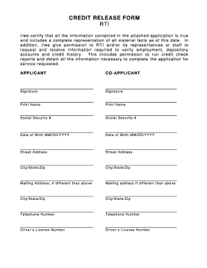 Credit Release Form