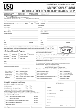 USQ International Student Application Form