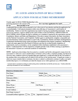 St. Louis Association of Realtors Membership Application