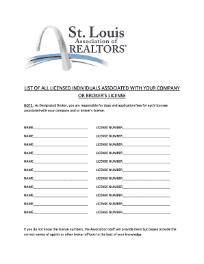 Broker Licensee List Form