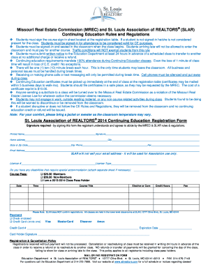 Missouri Real Estate Continuing Education Registration Form