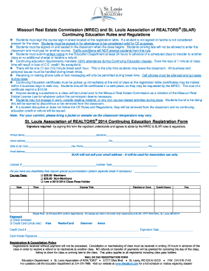 Missouri Real Estate Continuing Education Registration Form
