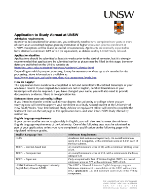 UNSW Study Abroad Application Form