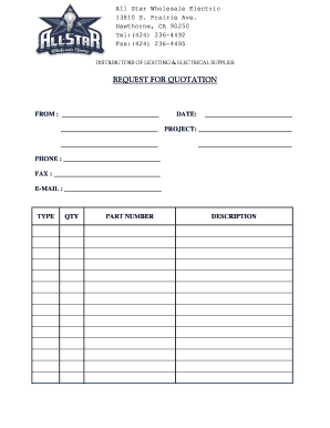 Request for Quotation for Lighting and Electrical Supplies