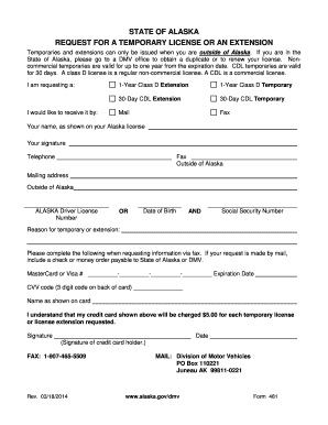 Alaska Temporary License Request Form