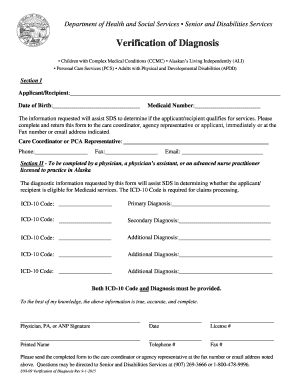 Alaska Verification of Diagnosis Form