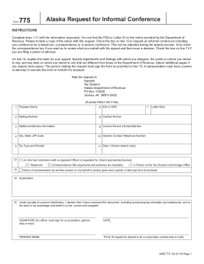 Alaska Request for Informal Conference Form 775