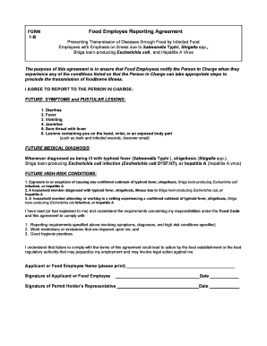 Food Employee Reporting Agreement