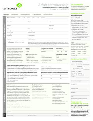 Girl Scouts Adult Membership Form