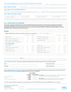 Soccer Weekly Youth Registration Form