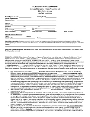 Storage Rental Agreement