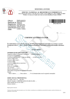 Romanian Business Registration Certificate