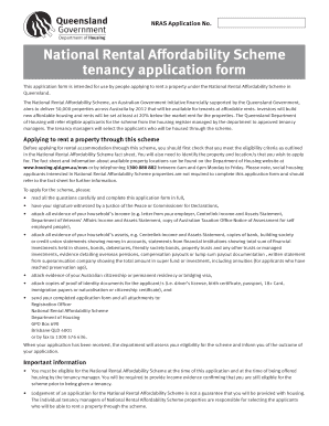 National Rental Affordability Scheme Tenancy Application Form