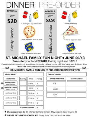 Meal pre order form-2013 - Wellington Catholic District School Board