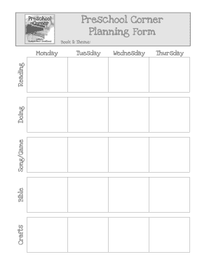 Preschool Planning Form