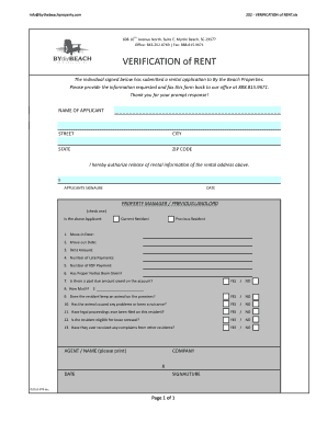 Verification of Rent Form