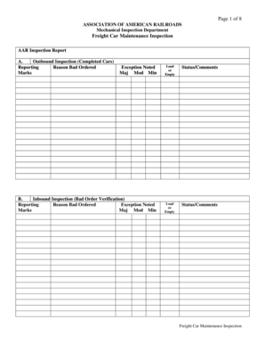 AAR Freight Car Maintenance Inspection Report