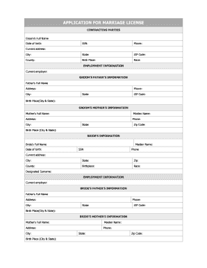 Marriage License Application