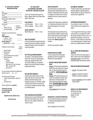 2011 Clark County Clean Sweep Pre-Registration Form