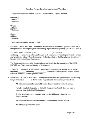 Standing Forage Purchase Agreement Template
