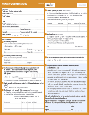 Commodity Vendor Declaration Form