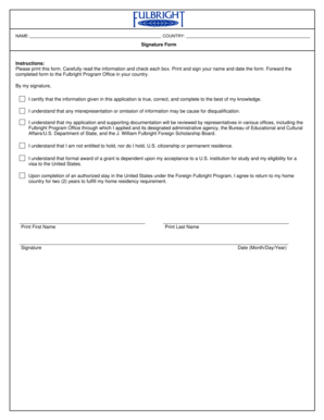 Fulbright Program Signature Form