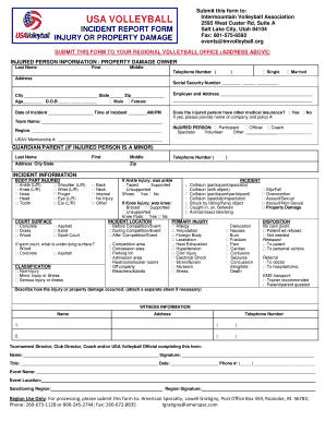 USA Volleyball Incident Report Form