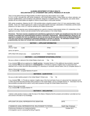 Alabama Declaration of Citizenship and Lawful Presence