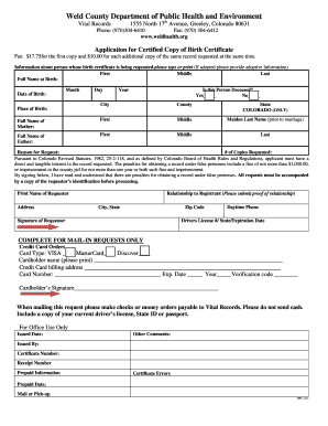 Colorado Birth Certificate Application