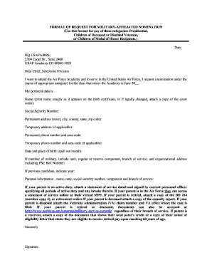 Request for Military-Affiliated Nomination