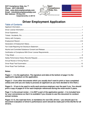 Driver Employment Application Form