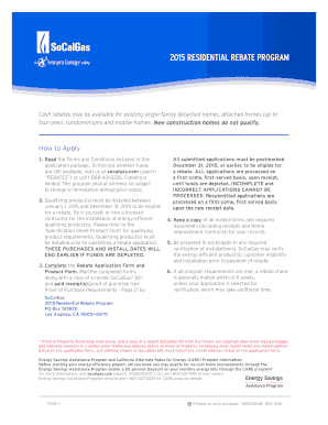 2015 Residential Rebate Program Application