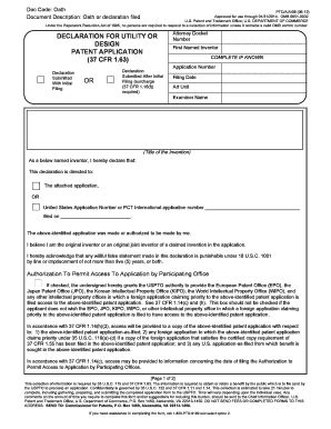 Declaration for Utility or Design Patent Application