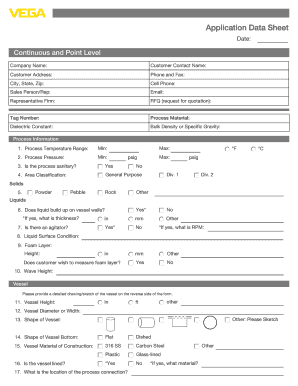 Request for Quotation for Continuous and Point Level Measurement