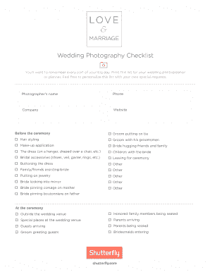 Wedding Photography Checklist