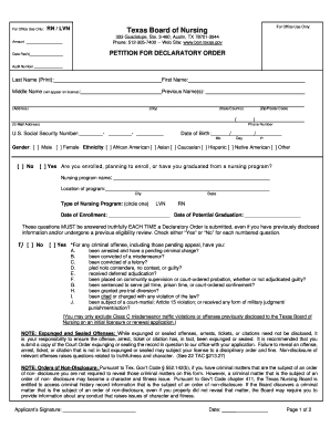 Texas Board of Nursing Declaratory Order Petition